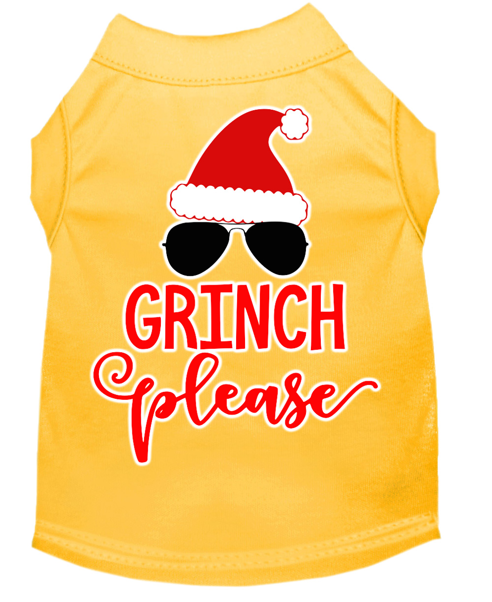 Grinch Please Screen Print Dog Shirt Yellow Med